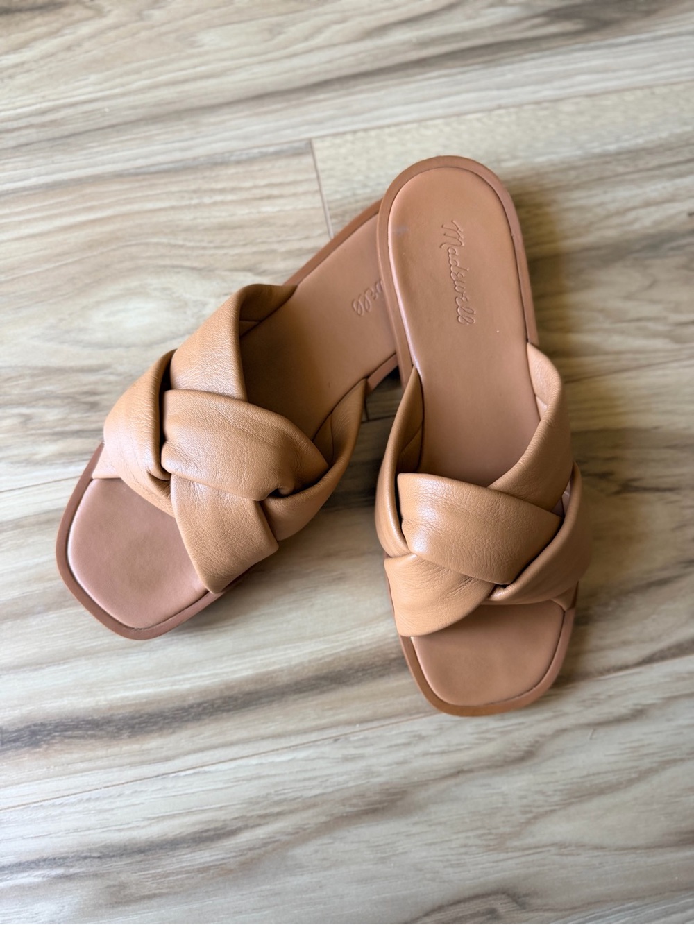 MADEWELL
WOMENS JAYNA BRAIDED AMBER BROWN 
LEATHER SLIDE SANDAL SIZE 9.5